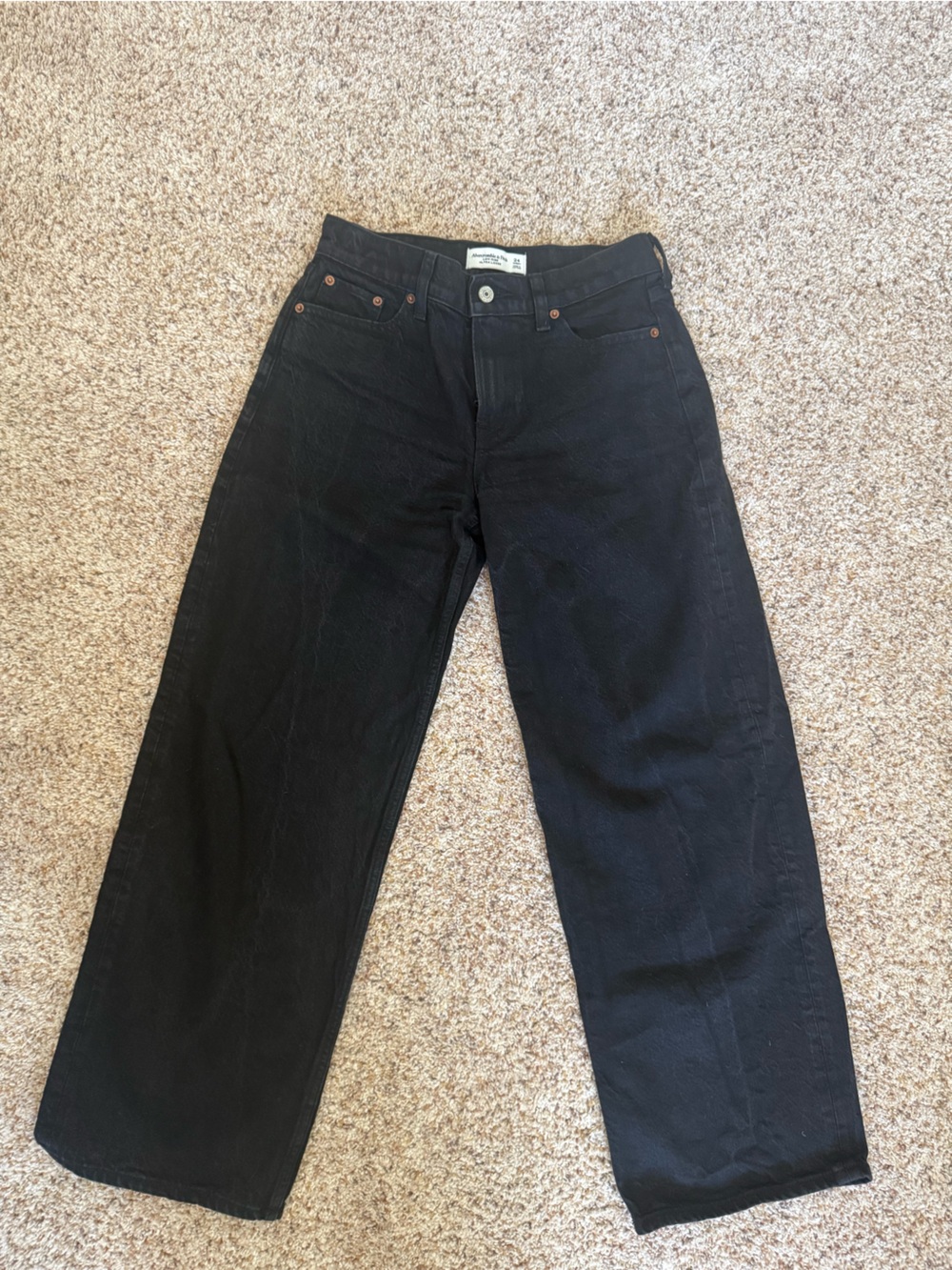 Abercrombie Low Rise Ultra Loose Washed Black Jean